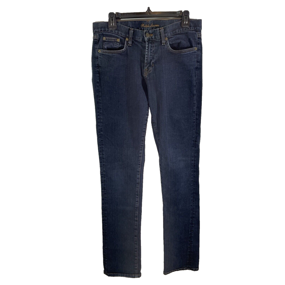 Ralph Lauren Pony Straight Leg Dark Indigo Mid-Rise Stretch Jeans Sz 30